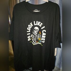 Black Graphic Tee with Skeleton Design